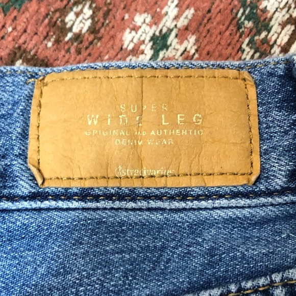 Stradivarius Super Wide Leg Blue Denim Grunge Skater Hippie Slouchy Jeans - Picture 10 of 13